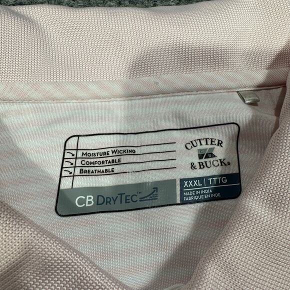 Cutter & Buck DryTec Pink Striped Short Sleeve Golf Polo Shirt Men’s Size XXXL - Picture 7 of 8
